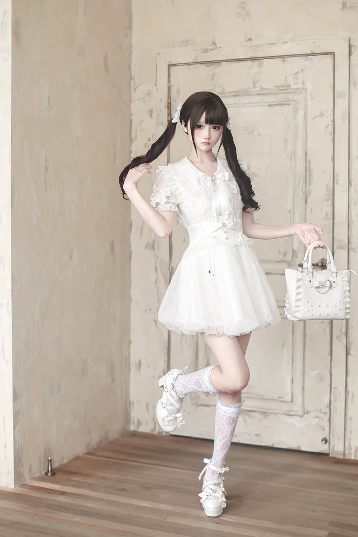 Jirai Kei Bubble Skirt, Rhinestone and Bows 45192:841909