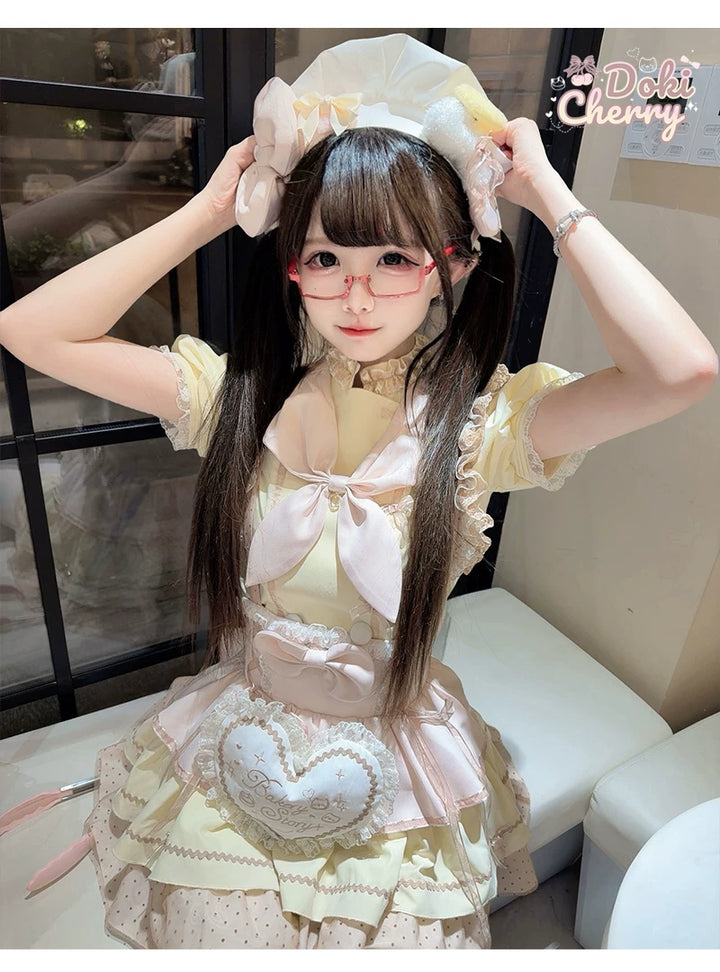Kawaii Lolita Baker-Inspired Blouse, Suspender Skirt 44466:809158