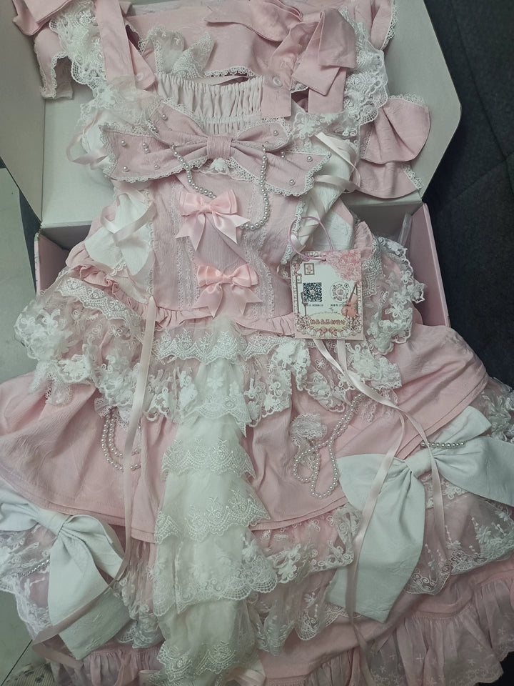 Sweet Lolita Pink JSK Doll-like Dress Princess Sleeve Blouse BNT 41170:697778