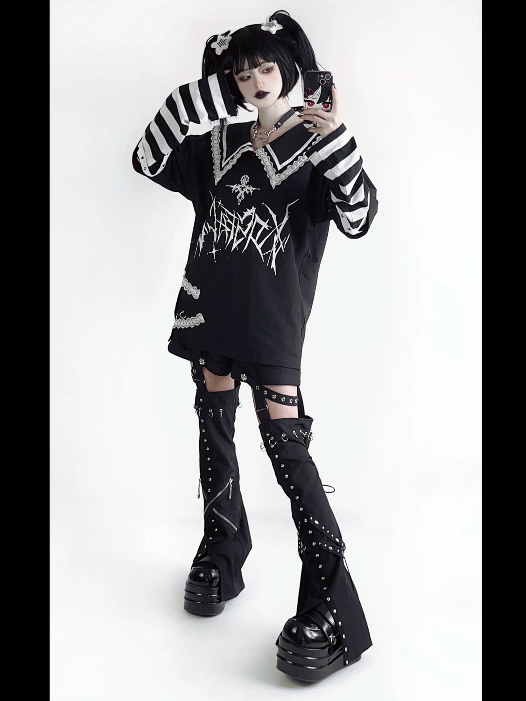 Jirai Kei Shirt Sub-cultural Lapel Long Sleeve Shirt 35330:488152 35330:488152