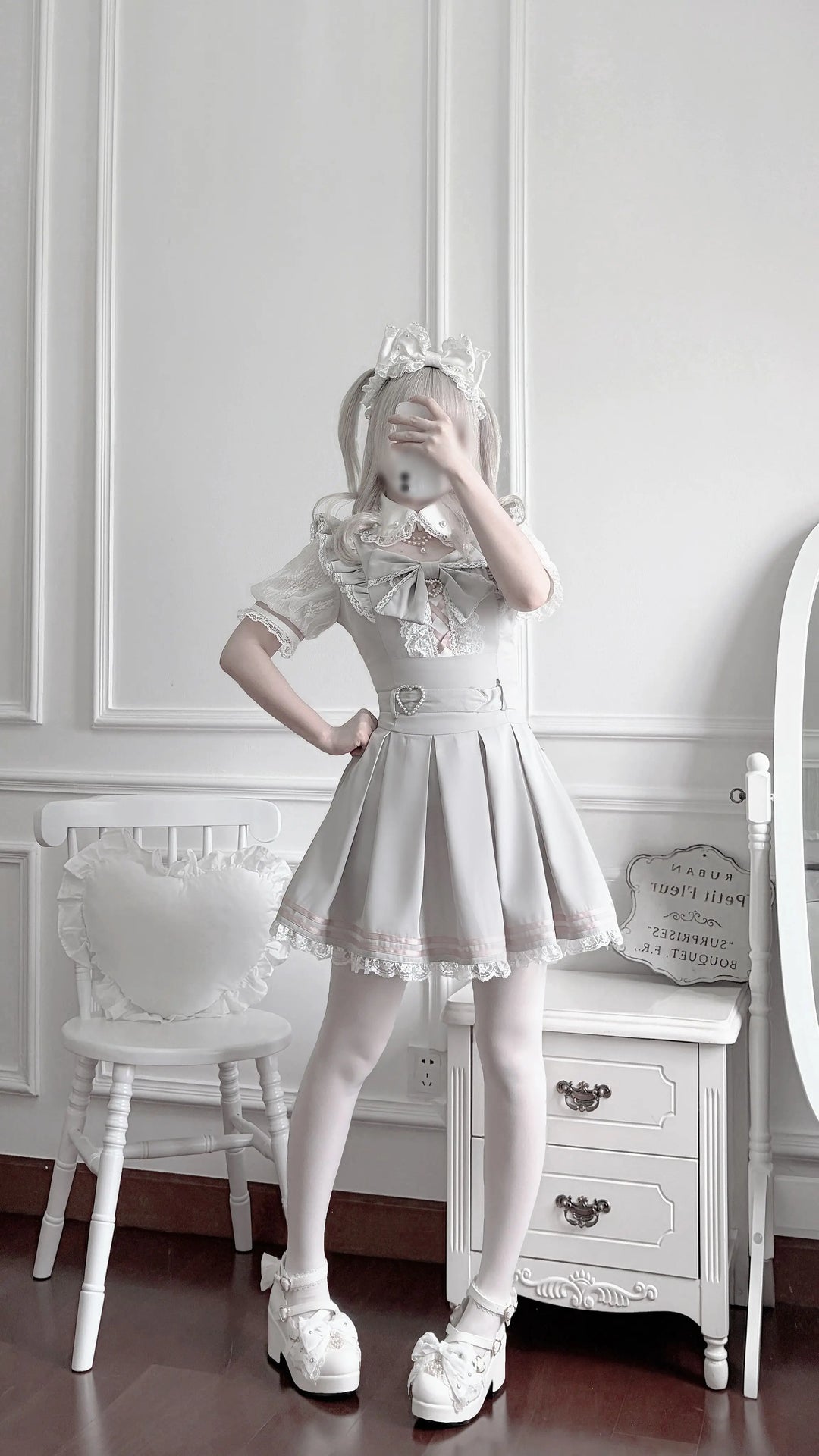 Jirai Kei Lace Dress with Cut-Out Neckline 45359:846147