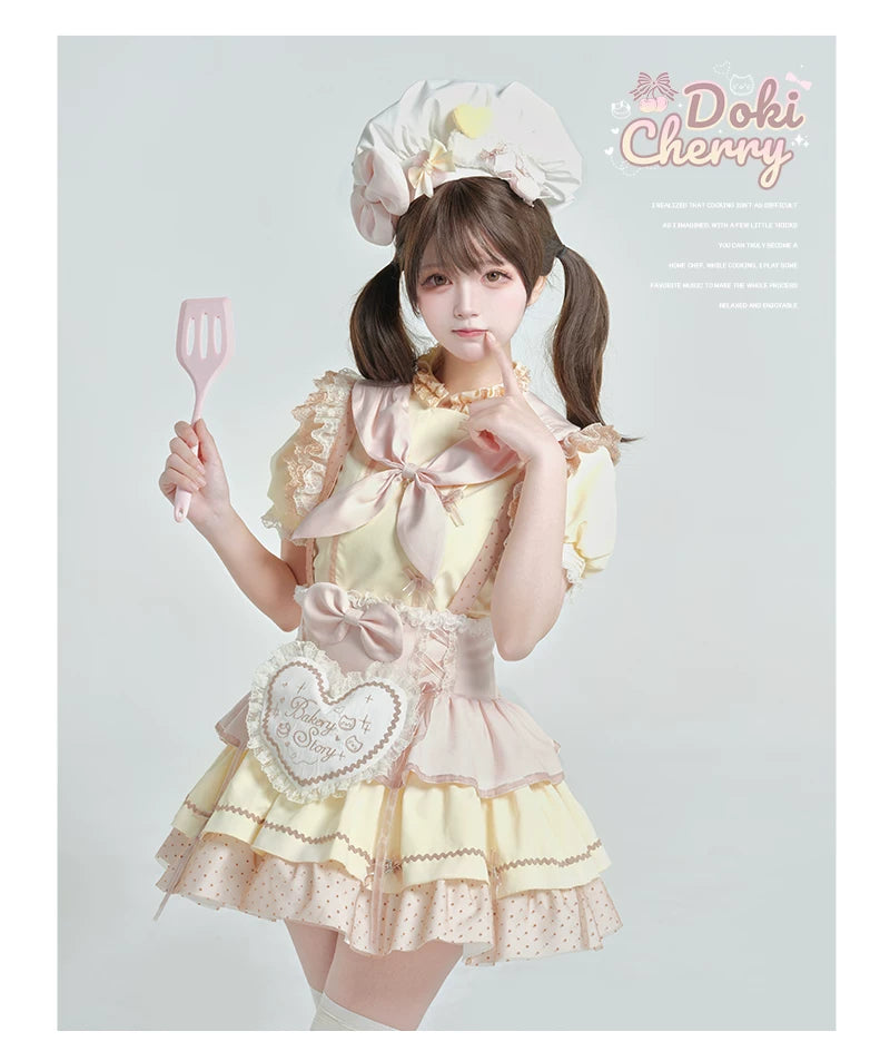 Kawaii Lolita Baker-Inspired Blouse, Suspender Skirt 44466:809172