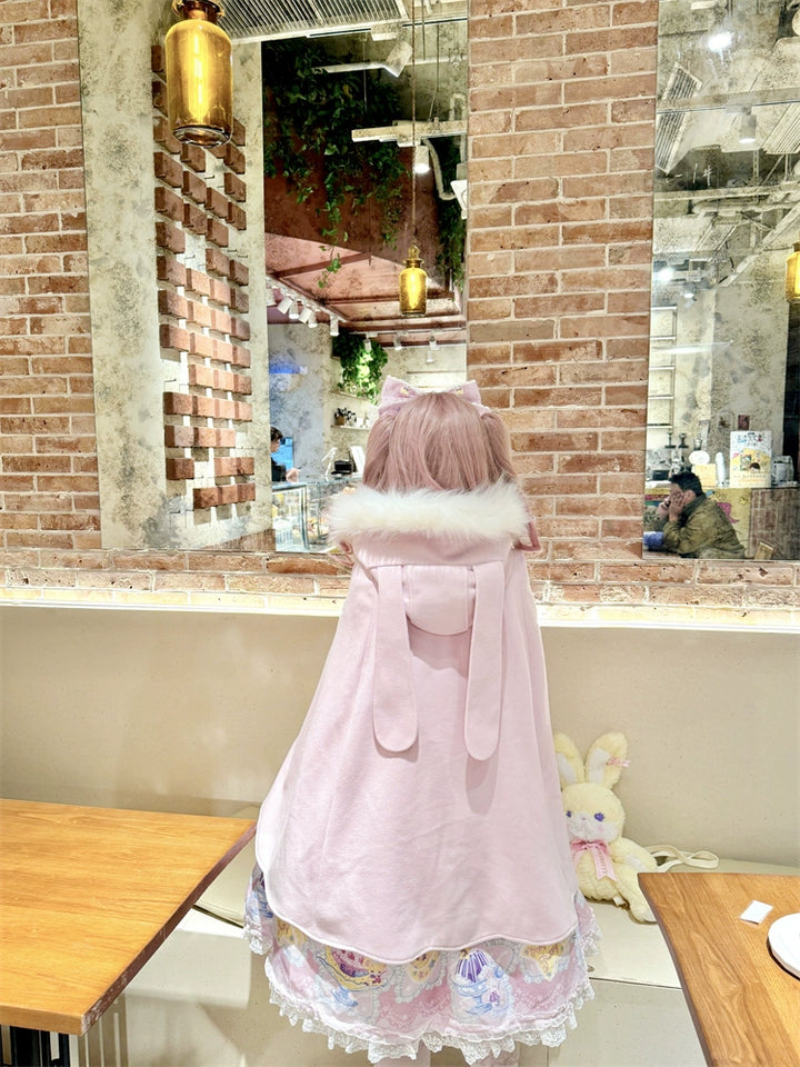 Sweet Lolita Winter Coat Woolen Coat Petal Hem Hooded Cape 40652:672130