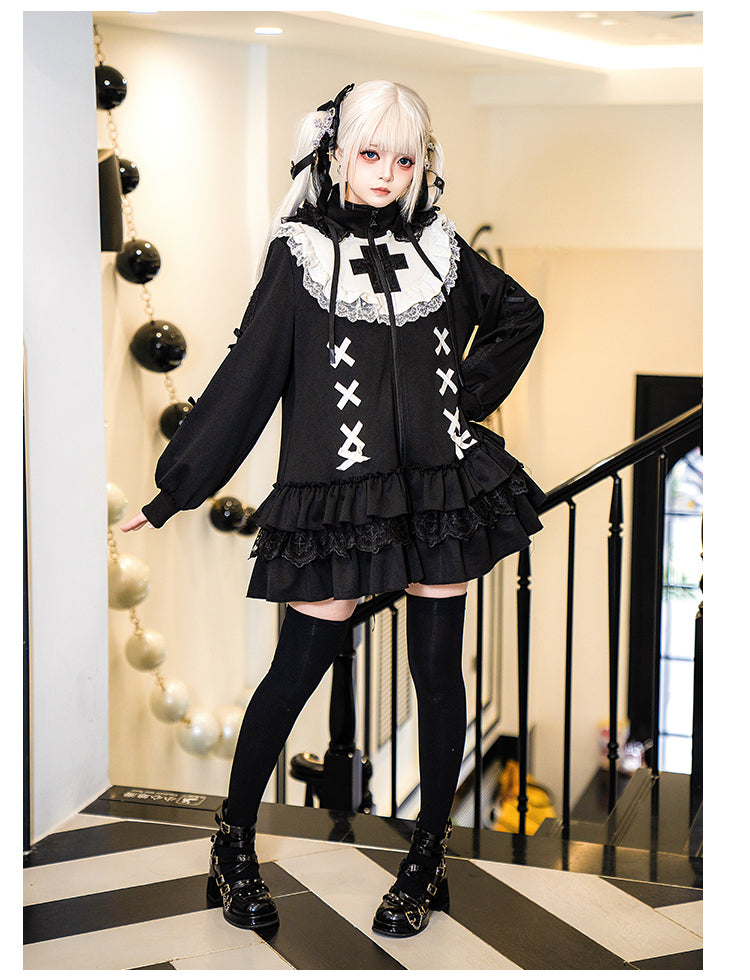 Jirai Kei Hoodie Jacket with Detachable Animal Ears & Doll Bag 42491:741990