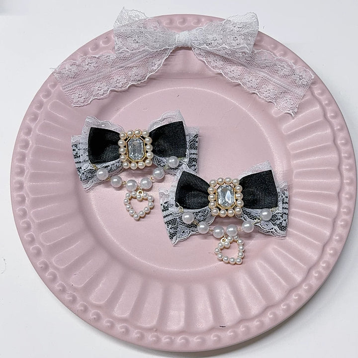 Jirai Kei Hair Clip, Rhinestone & Pearl Chain 44954:831440