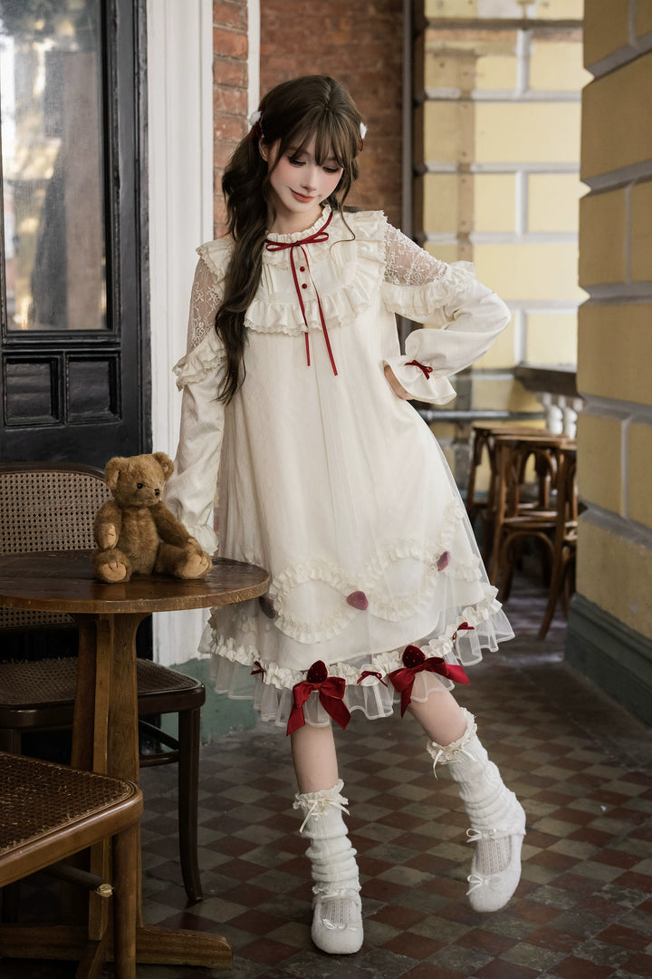 A-Line Daily Lolita OP Dress, Strawberry Accents 44324:805692