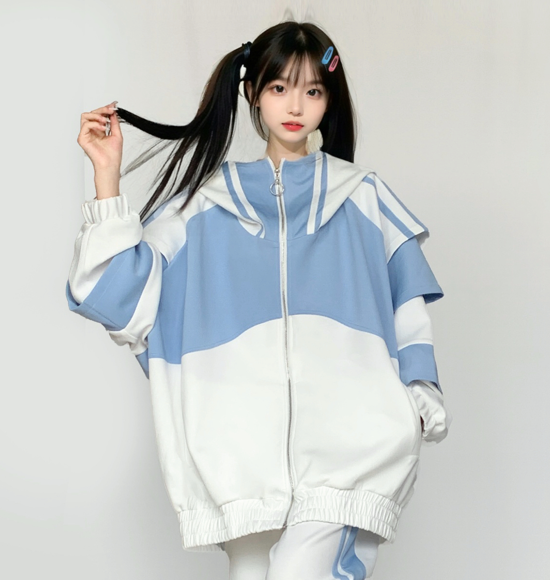 Jiari Kei Blue Black Sports Tracksuit With Long Sleeves – Honey Wardrobe