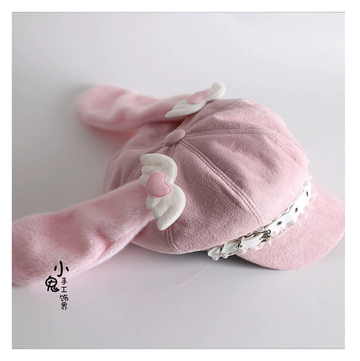Kawaii Pink Beret Hat, Removable Bunny Ears 43826:786466
