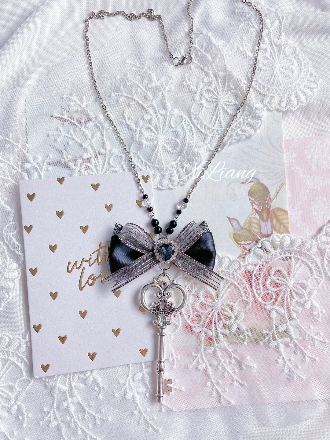 Gothic Lolita Necklace Jirai Kei Necklace Y2K Bow Key Chain 41736:712262