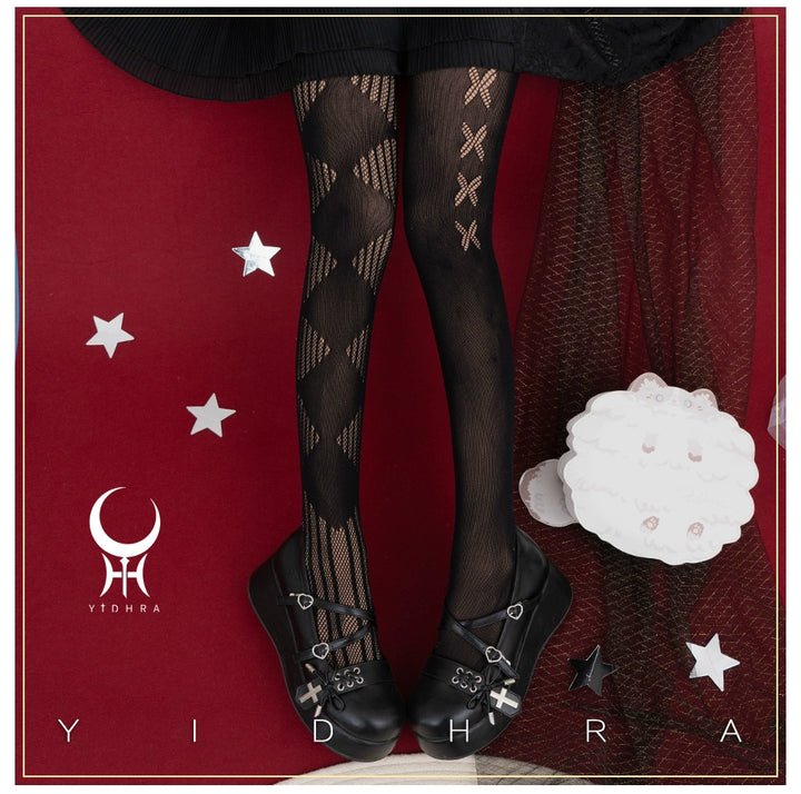 Lolita Black White Stocking Halloween Gothic Mesh Stockings 32136:381854 32136:381854