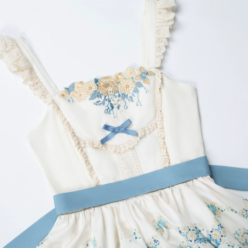 Classic Lolita Dress Twins JSK Cottagecore Embroidery Dress Tiered 39470:641080