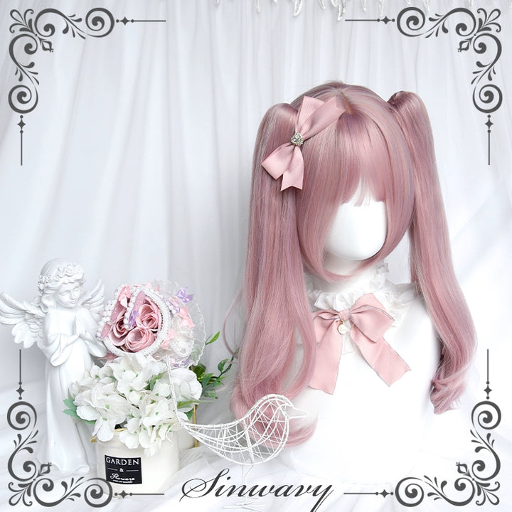 Lolita Wig Pink Claw Clip Double Ponytail Wig Set 39348:635662