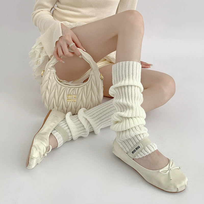 Y2K Leg Warmer Gyaru Fashion Black White Grey Leg Cover 28972:358798