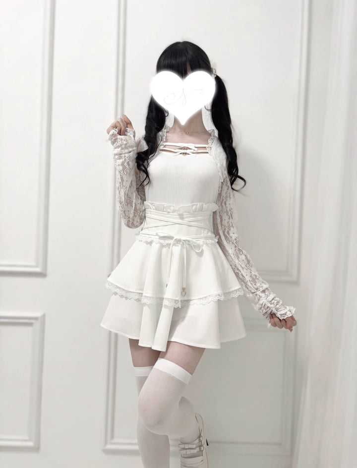 Solid Ryousangata Skirt, Built-in Safety Shorts (L M XL) 43656:782370