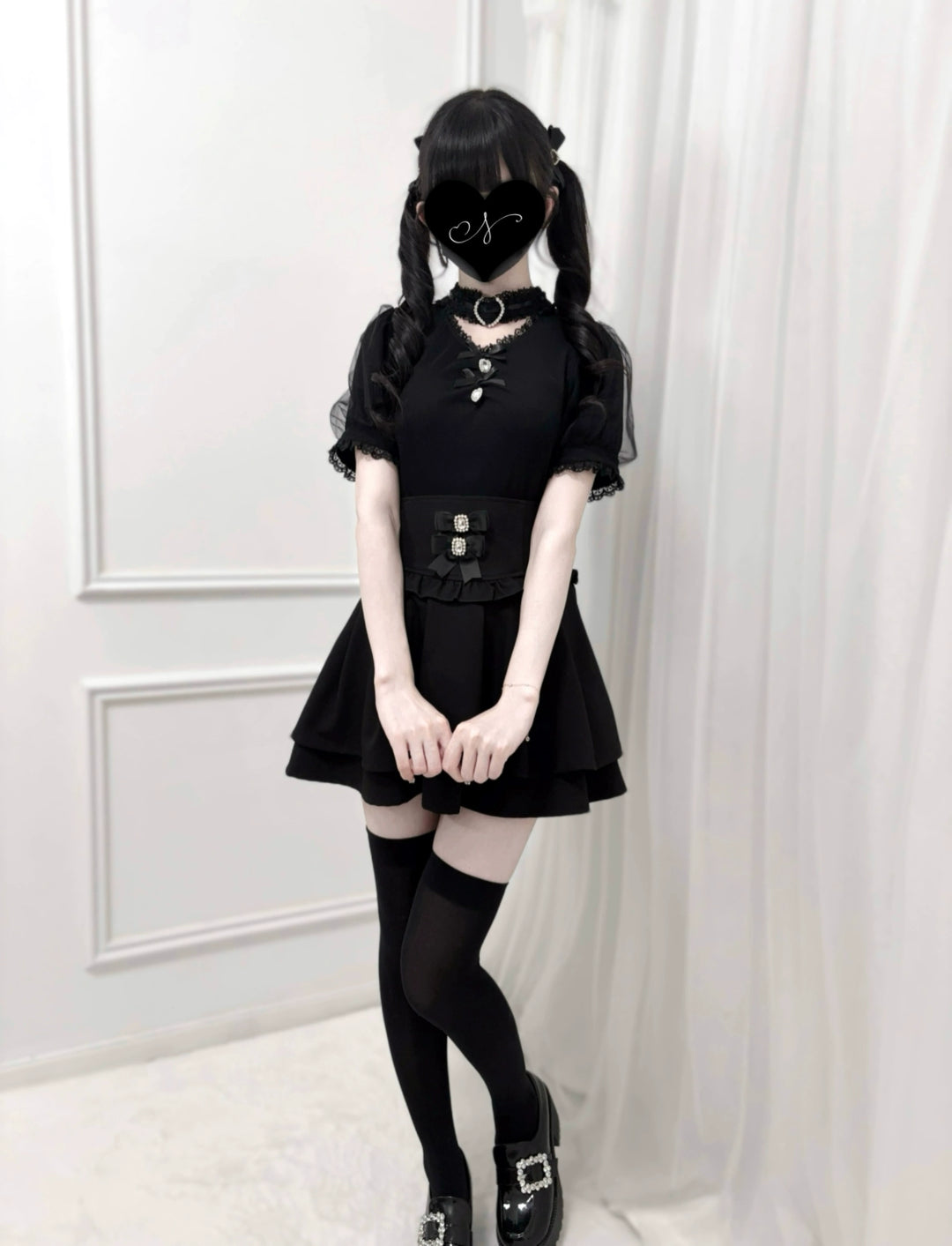 Summer Jirai Kei V-Neck Lace Choker Blouse 43587:780446