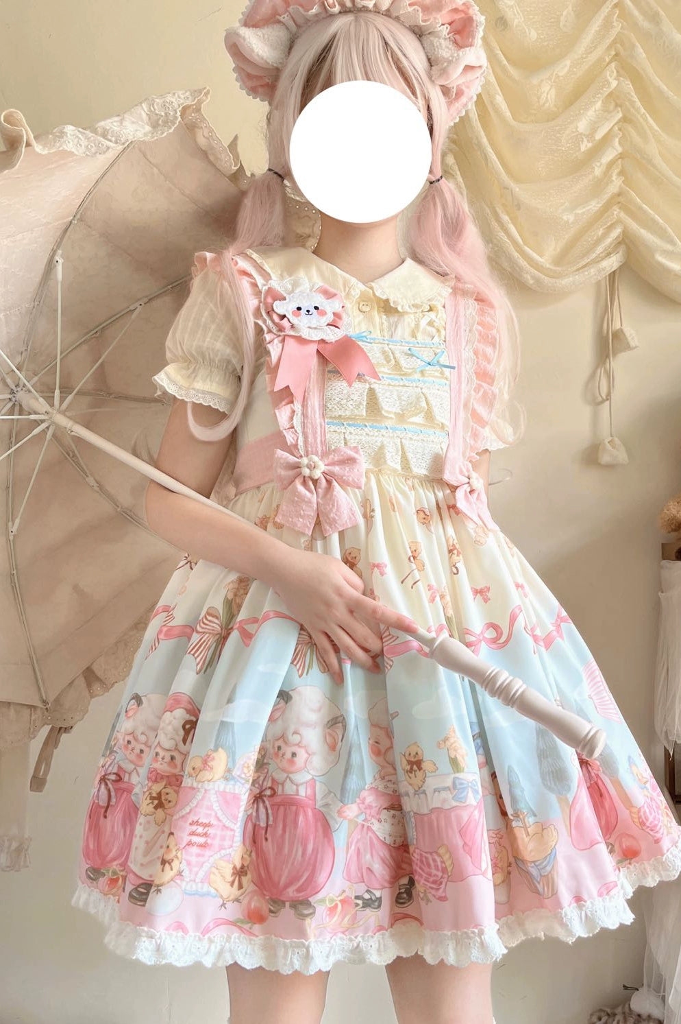 Sweet Lolita Dress With Goat Waltz Print JSK Dress Set (L M S XL) 31740:372936