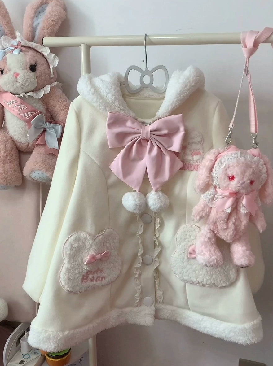 Sweet Lolita Coat Bunny Puppy Print Coat Fleece Jacket 40940:680010