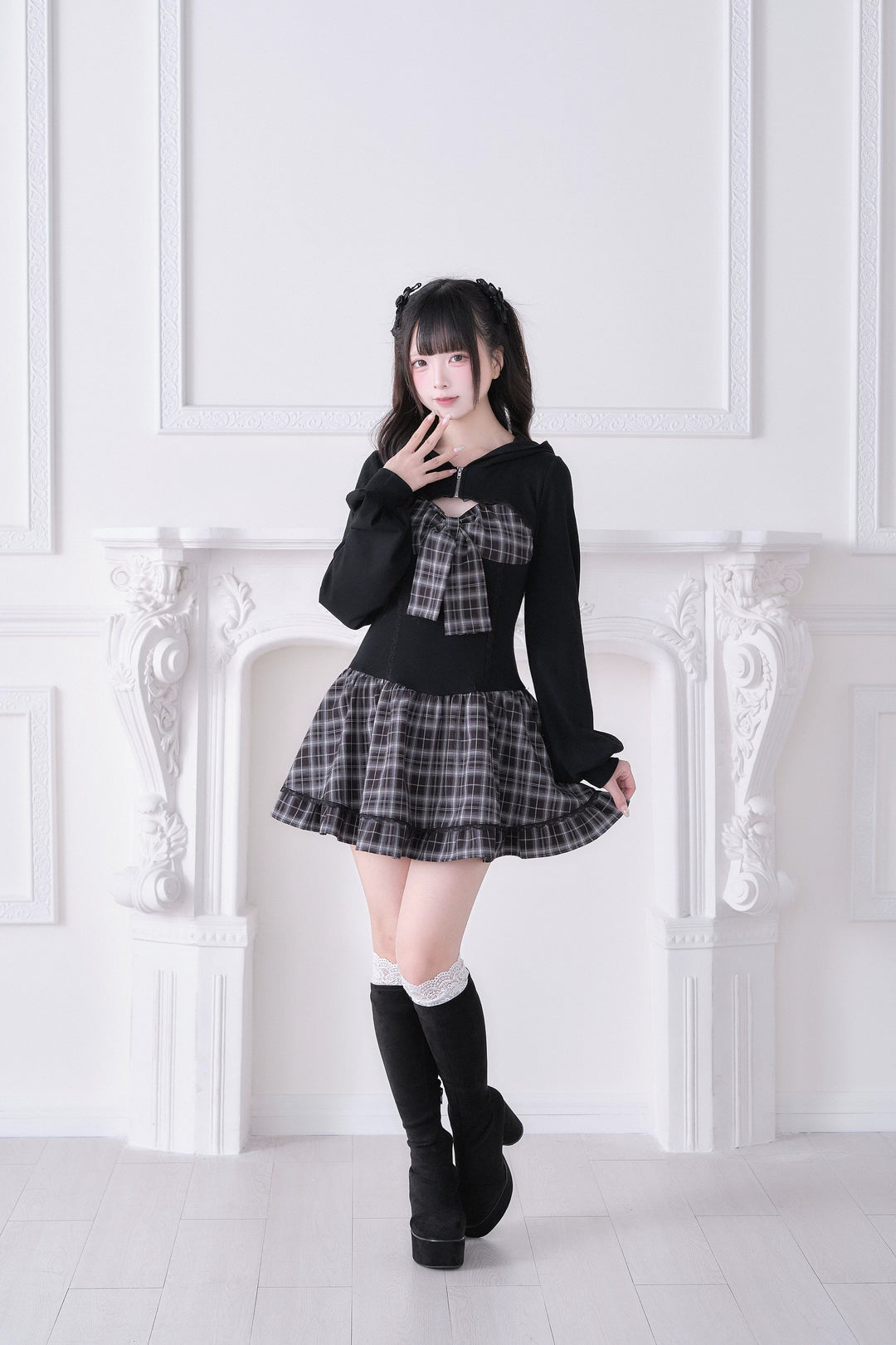 Jirai Kei One-Piece Dress, Hoodie-Inspired 44816:823067