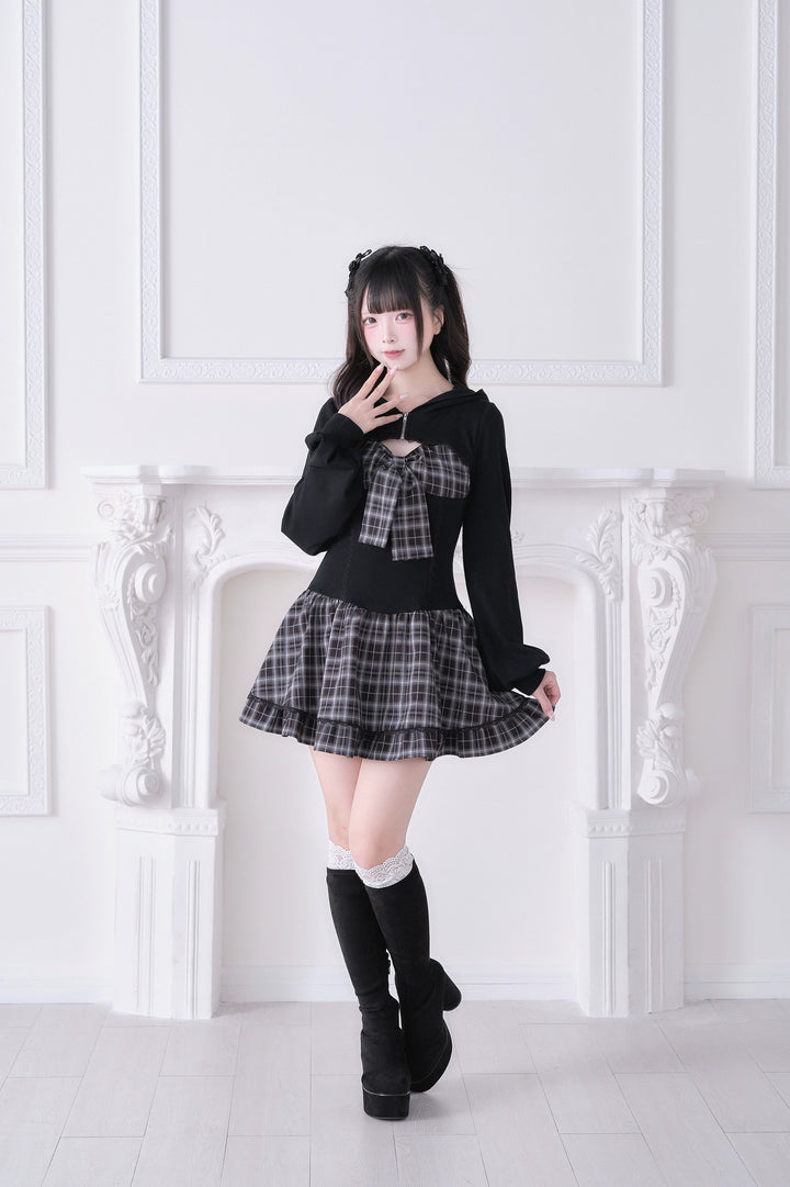 Jirai Kei One-Piece Dress, Hoodie-Inspired 44816:823067