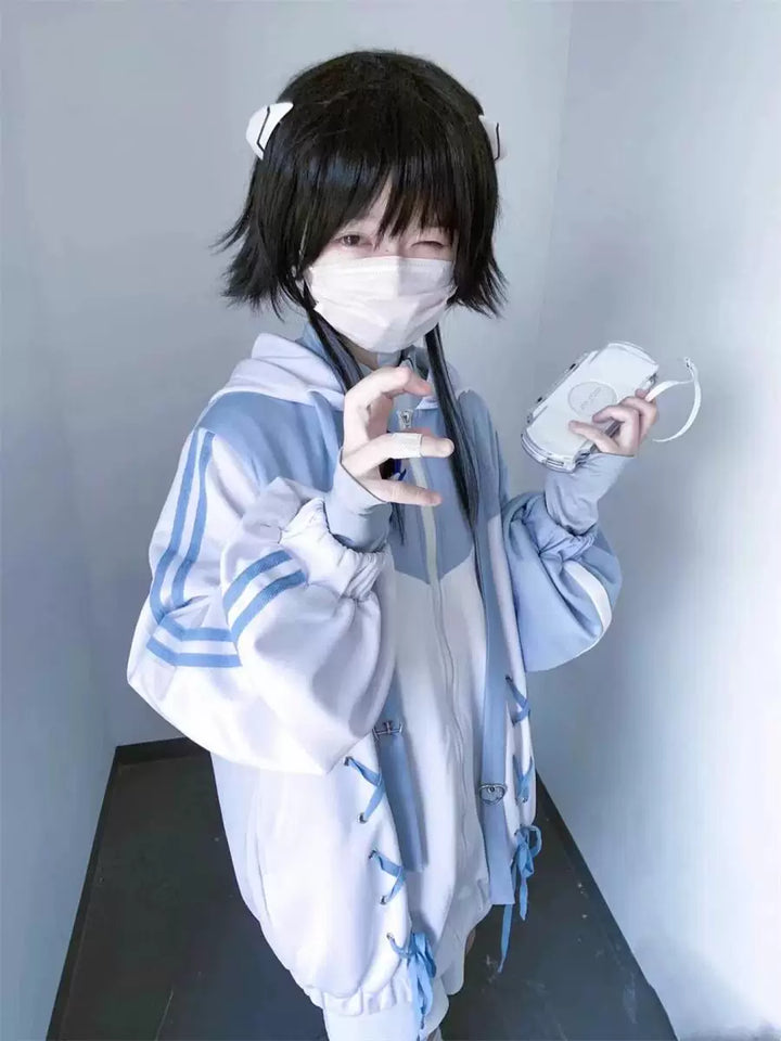 Tenshi Kaiwai Zip-Up Hoodie, Lace-Up 45461:850213