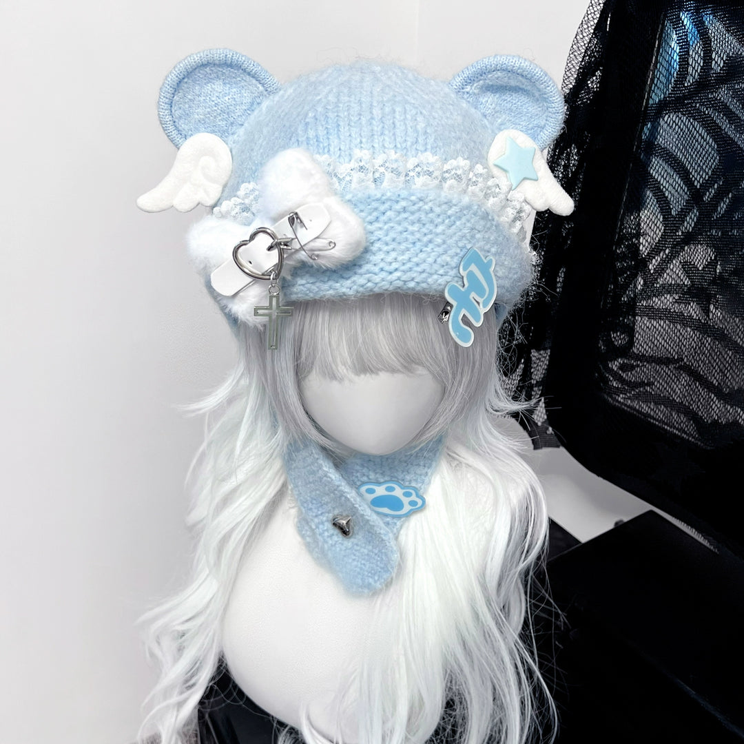 Y2K Knitted Hat Bear Ear Hat Cute Subculture Hat 41738:712272