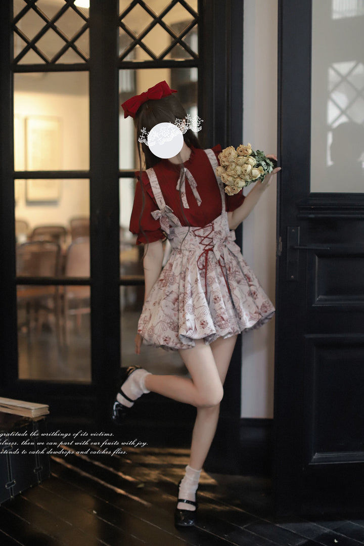 Classic Lolita Dress Jacquard Bud Salopette + Blouse + Bloomers 42920:757809
