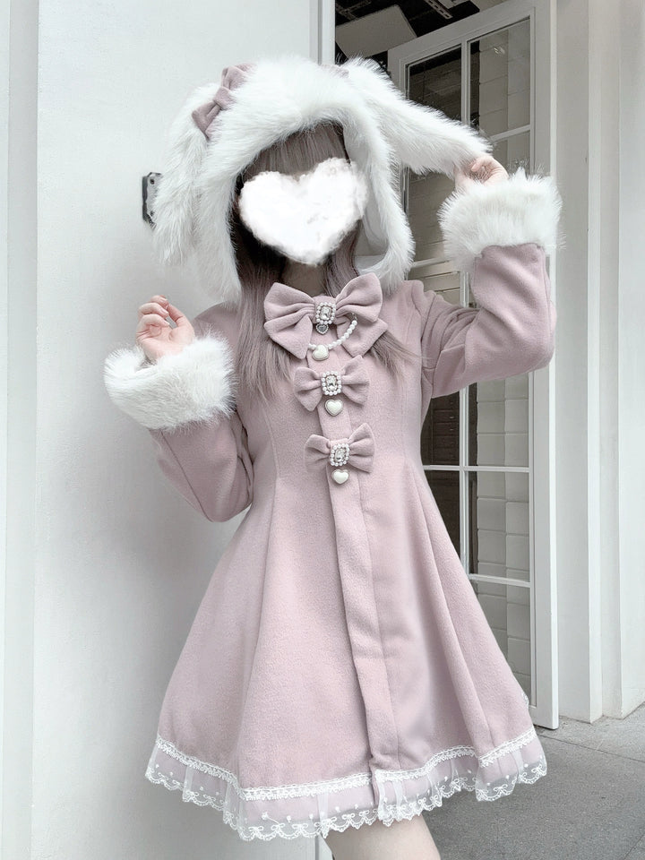 Ryousangata Pink Coat, Removable Bunny Ear Hood 44012:793131