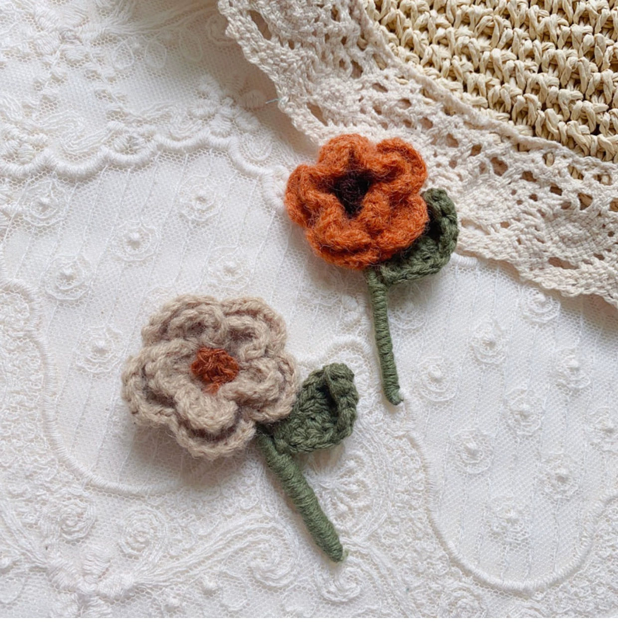 Mori Kei Brooch Handmade 3D Knitted Floral Brooch Pin 36436:522074