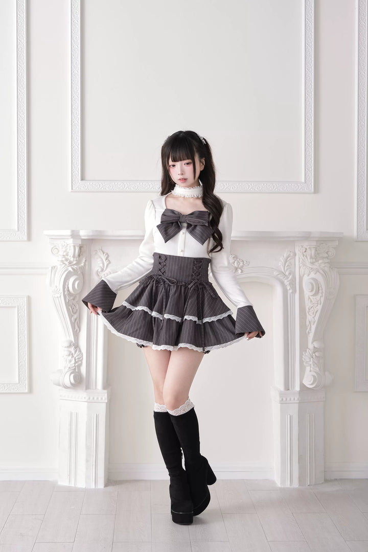 Jirai Kei High Waist Skirt, Tiered Ruffles 44687:818970