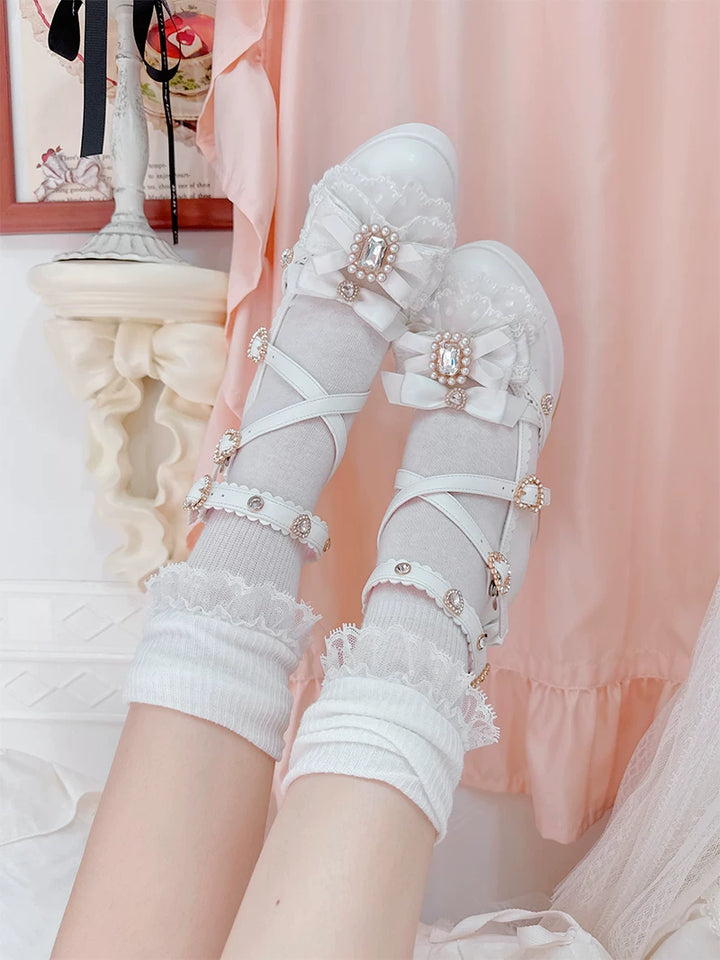 Jirai Kei Rhinestone Heeled Shoes, Heart Cutout Heel 45839:866682