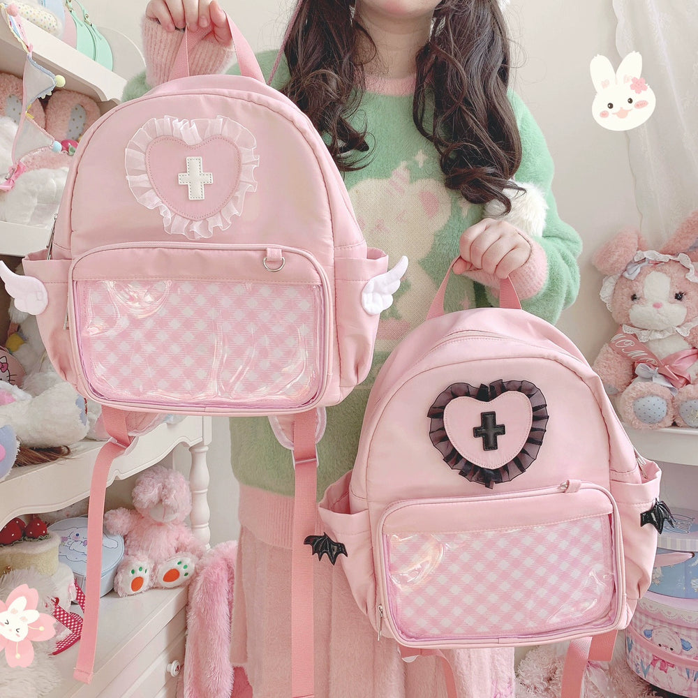 Ryousangata Itabag Backpack Dual-Shoulder Pink School Bag 38284:588658