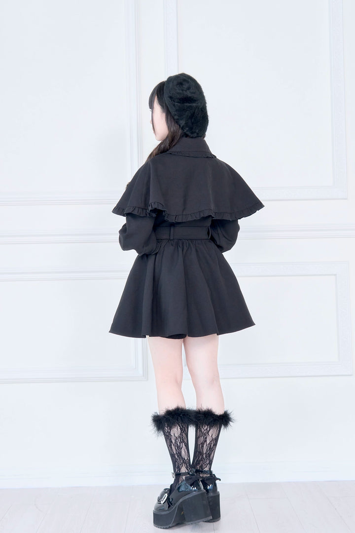Cape Styled Jirai Kei Trench Coat 43822:786589