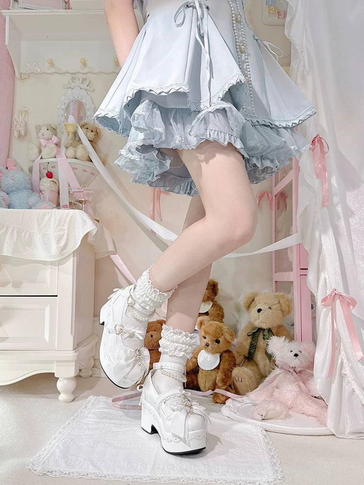 Jirai Kei Platform Shoes, Detachable Pearl-Like Chain 44929:828497