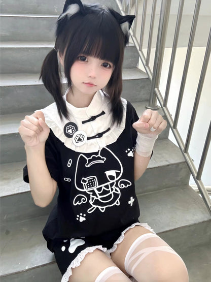 Tenshi Kaiwai T-shirt Kawaii Pure Cotton Short Sleeve Top 37464:561352