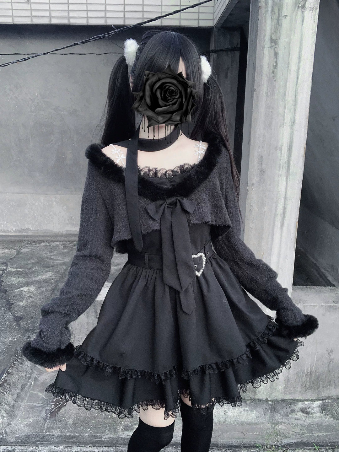 Jirai Kei Camisole Dress, Cropped Outerwear 44084:796553