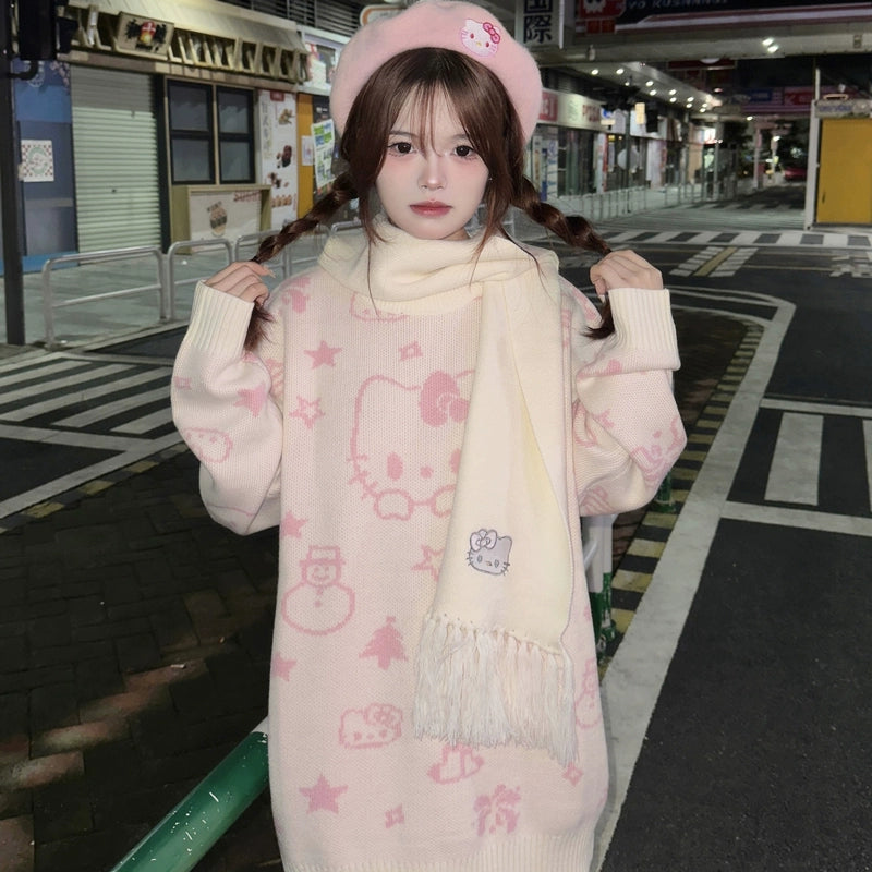 Kawaii Sweater Anime Cat Knitted Sweater 39754:635380