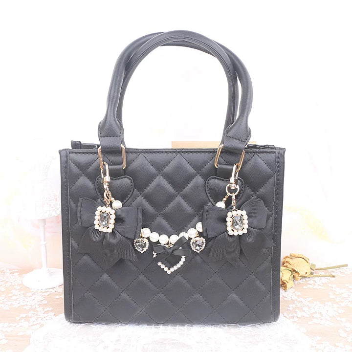 Ryousangata Bag Chain & Bow Charm, Heart-Shaped Rhinestone 45075:839447
