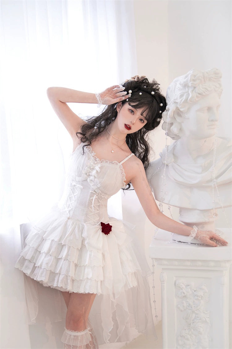 Gothic Lolita Dress Black White Corset Dress With Rose Bow Honey Wardrobe Gothic Lolita Dress Black White Corset Dress With Rose Bow Honey Wardrobe