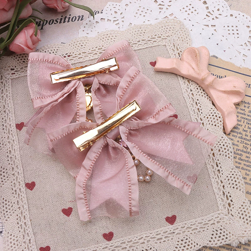 Jirai Kei Hairclips Pearl Hair Clips Rhinestone Barrettes 38110:583242