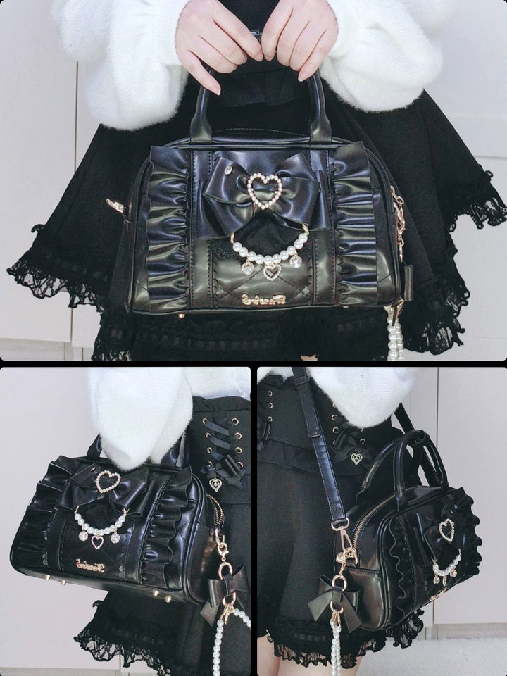 Jirai Kei 2-Way Handbag, Bow-Pearl Side Charm 44558:813629