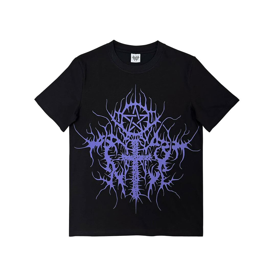 Cotton Subculture Cross Printed T-Shirt, Regular Shoulder (L M S XL) 45696:859105