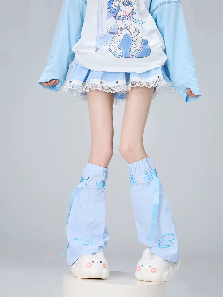 Tenshi Kaiwai Flared Leg Warmers, Wing Embroidery 45465:851471