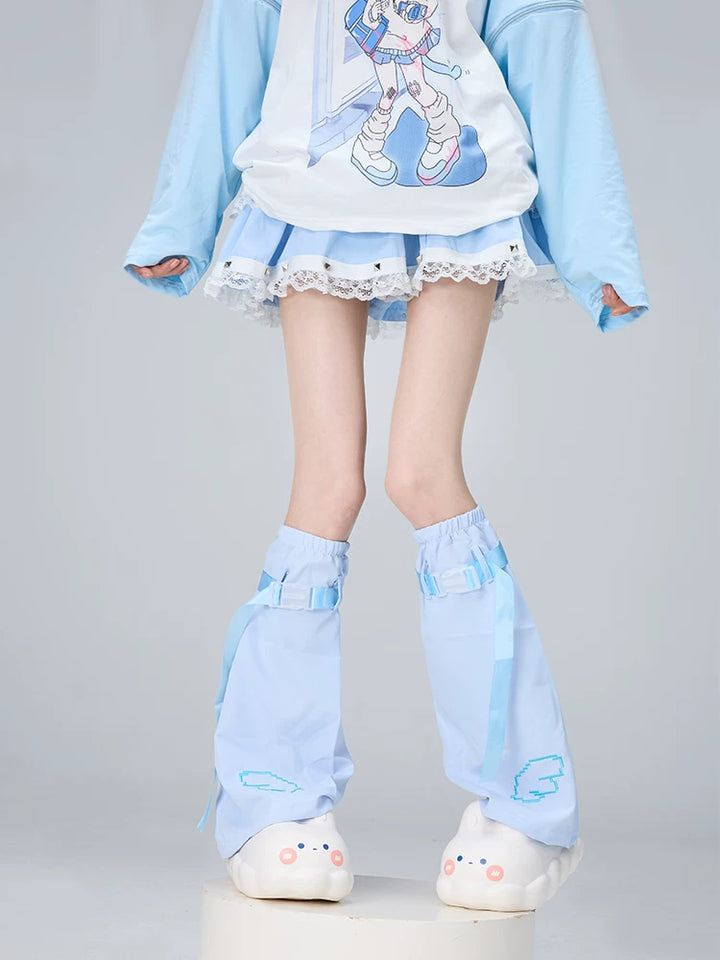 Tenshi Kaiwai Flared Leg Warmers, Wing Embroidery 45465:851471