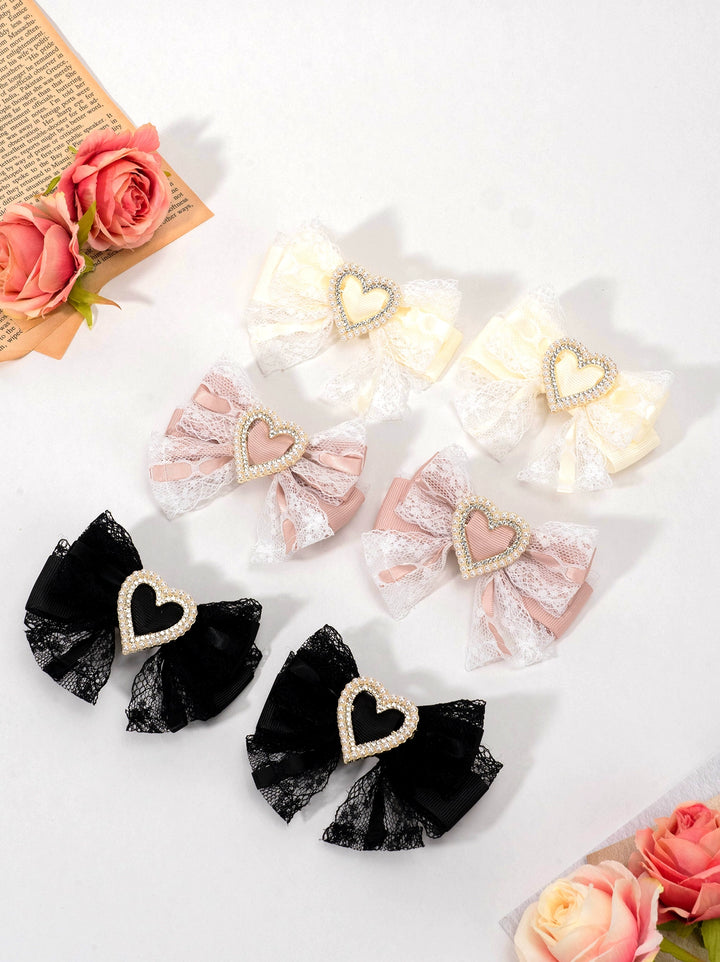 Kawaii Heart-Shaped Lace Sweet Hair Clips Multicolor 21564:309542