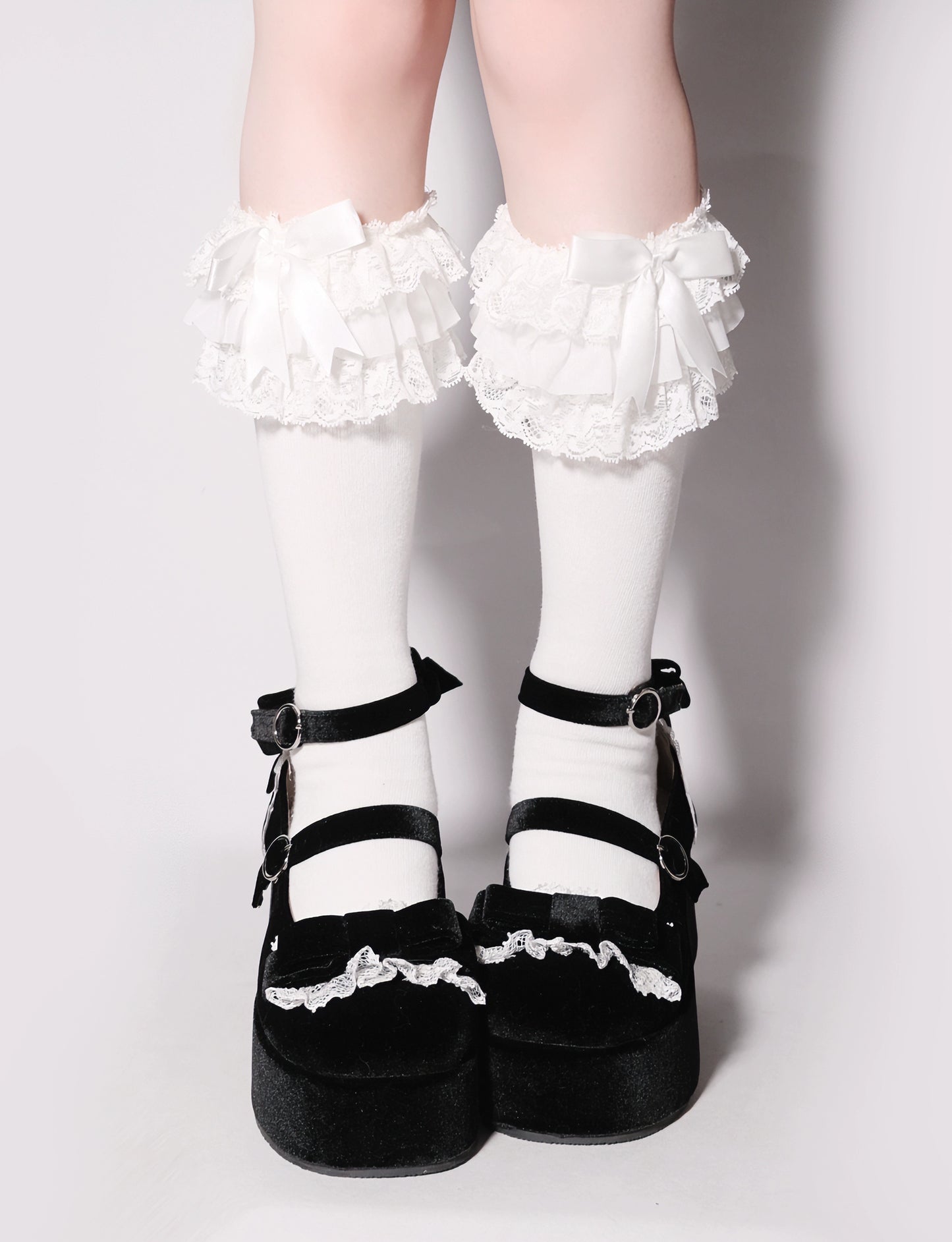 Lolita Shoes Round-Toe Platform Shoes With Velvet Bow 37132:552742