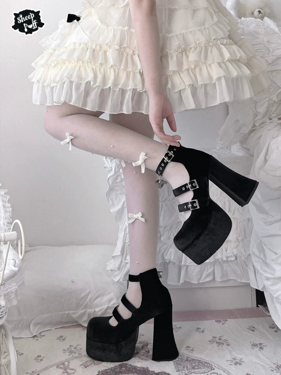 Jirai Kei Platform Heeled Shoes, Heart Charm 45688:860594