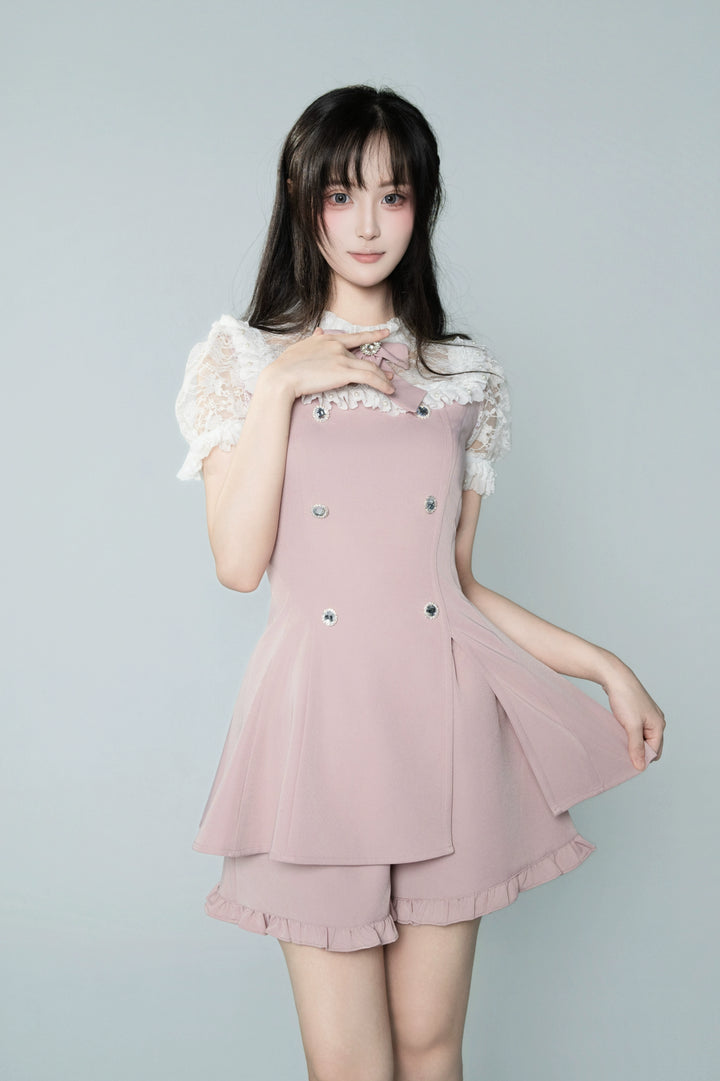 Jirai Kei Dress Set, Lace and Rhinestone (2XL L M S XL XS) 43844:786631