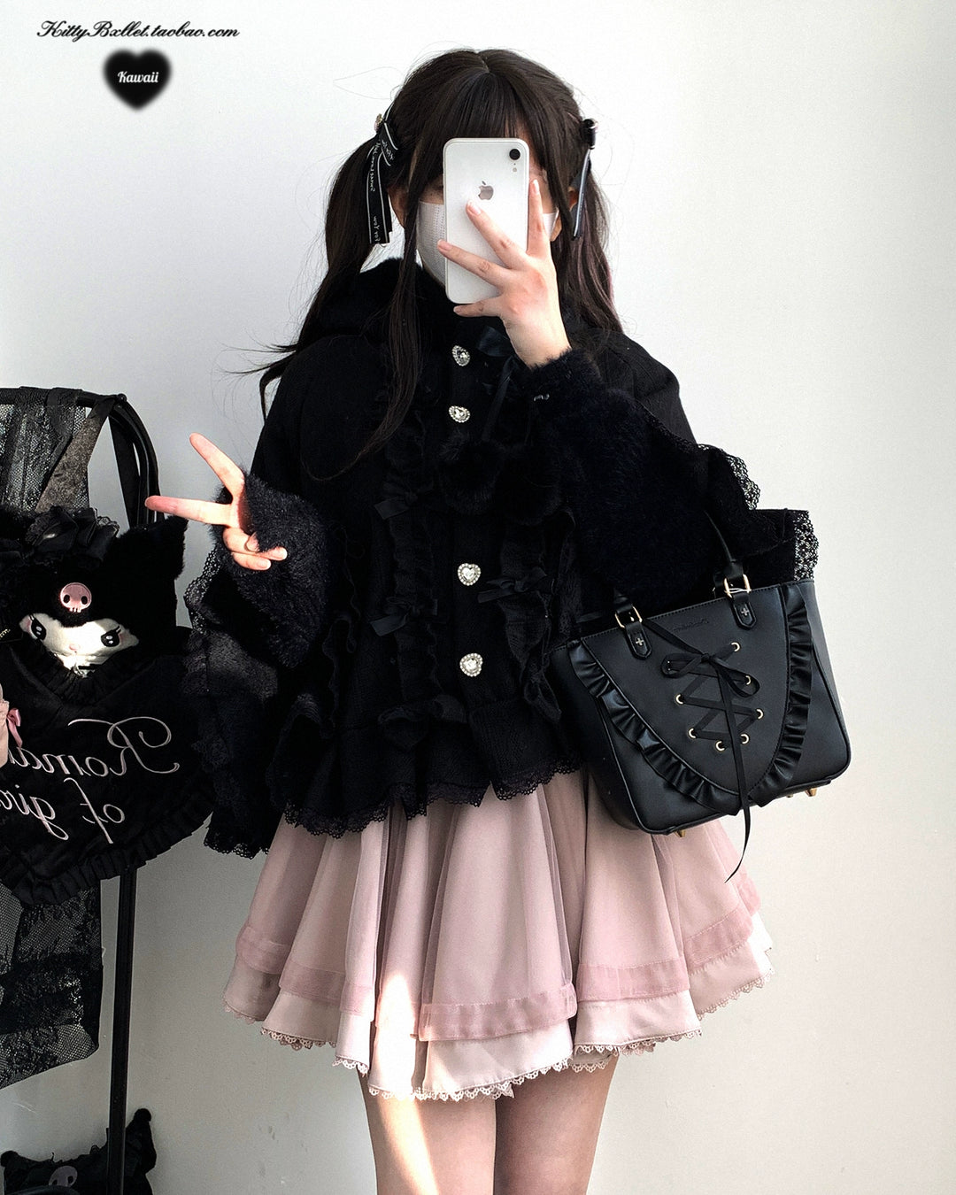 Sweet Style Winter Hooded Cape, Heart Rhinestone 42542:783467