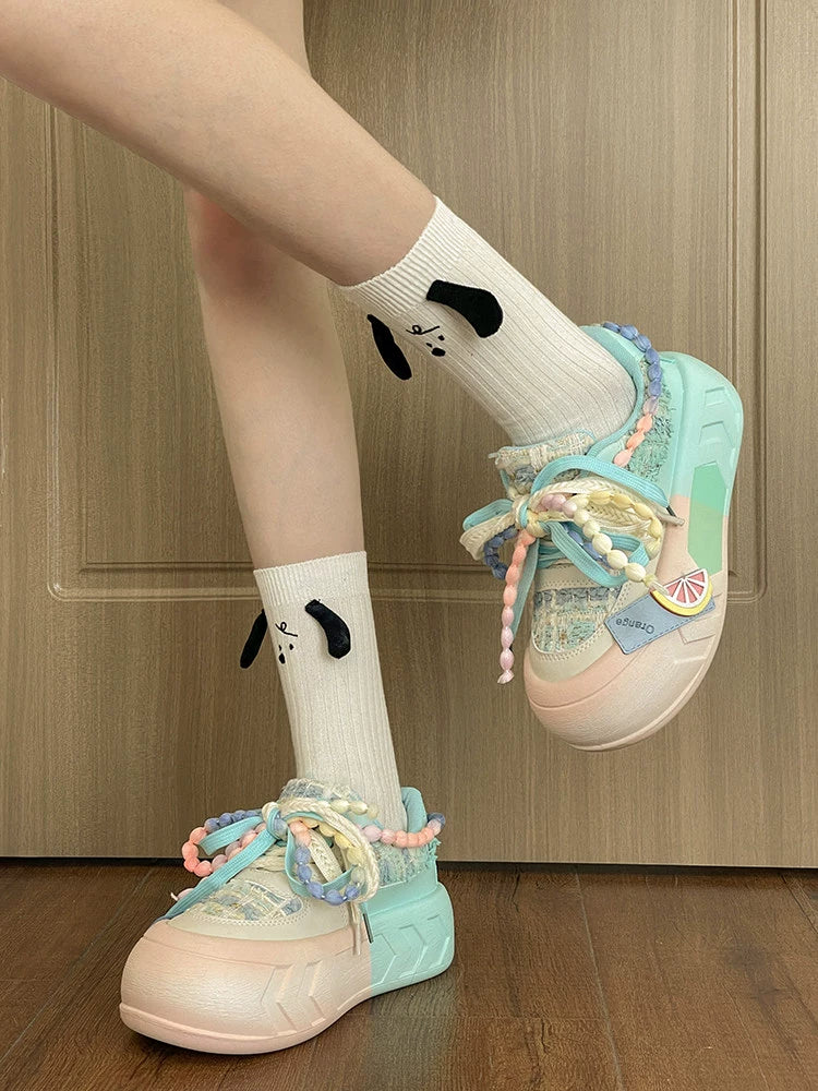 Kawaii Pink Blue Purple Shoes Pastel Platform Sneakers 31750:372508 31750:372508