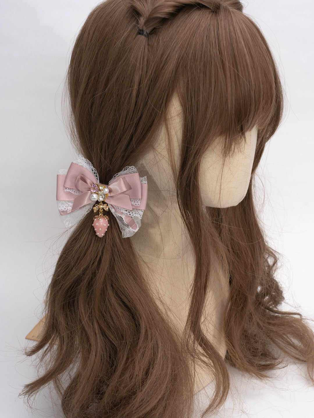 Jirai Kei Lolita Strawberry Princess Bow Hair Clips 21592:310988 21592:310988